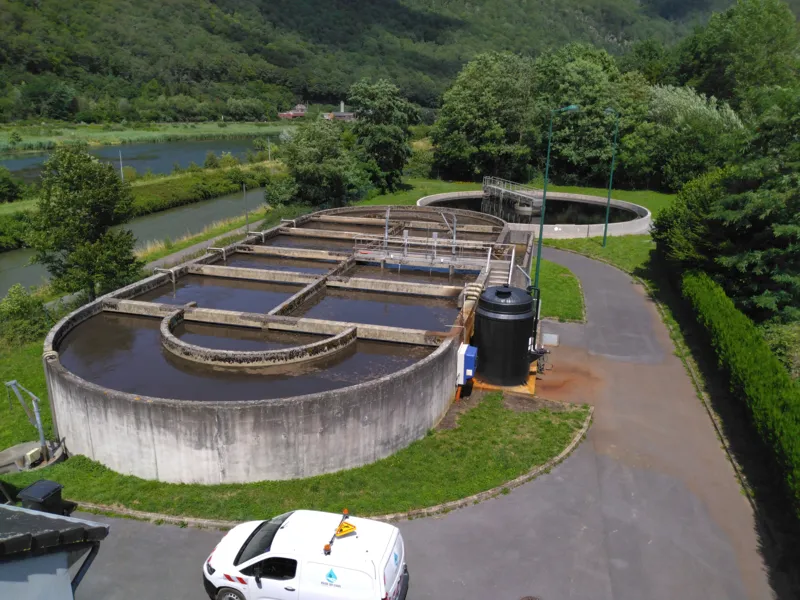 Station d'épuration de Haybes,vue depuis le haut de son silo à chaux